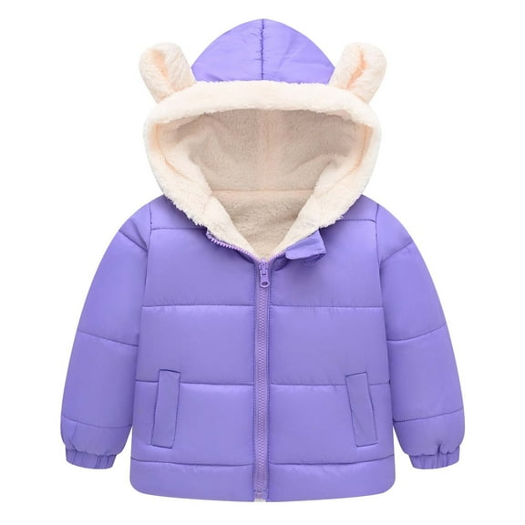 Girls and Toddler's Winter Coat Sherp𝐚 Fleece Lined Puffer Jacket with Bear Ear Hood Kids Quilted Padded Down Coat