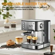 Home Barista Espresso Machine with Milk Frother, Single & Double Shot Brew, ESE Pod Ready, Removable Water Tank for Cappuccino, Latte and Macchiato Brewing