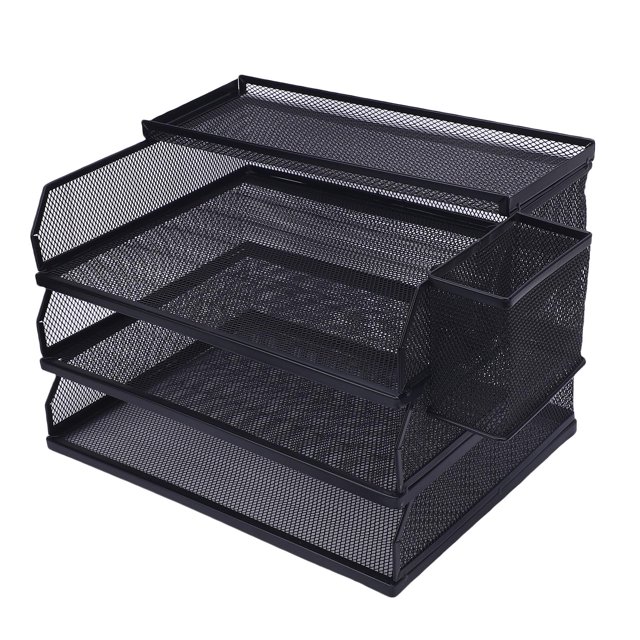 3 Tier Letter Tray, Space Saving Stable 3 Tier Paper Organizer Iron for Home
