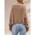 thumbnail image 4 of Womens Oversized Cable Knit Crew Neck Long Sleeve Fall Chunky Pullover Casual Loose Fit Sweater Tops Khaki L, 4 of 9