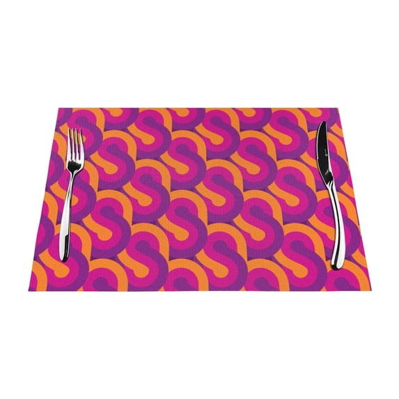 ZNDUO Placemats, 1 PCS Heat Resistant Stain Resistant Woven PVC Insulation Placemats, Durable Washable Elegant Table Mats for Dining-Colorful Fabric Geometric, 18"x12"