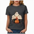 thumbnail image 6 of TOWED22 Womens Cute Ghost Pumpkin Flowers Shirt Fall Pumpkin Vintage Flowers Tshirt Halloween Funny Graphic Blouse Casual Basic Tee(Grey,XXL), 6 of 8