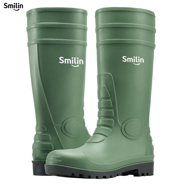 SMILIN PVC Rubber Rain Boots for Men,Steel Toe Waterproof  display picture 2