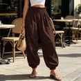 thumbnail image 4 of Aezemi Womens Ruffle Elastic Waist Trousers Fashion Comfy Pull on Summer Joggers Summer Walking Daily Casual Spring Pants with Pockets XXL, 4 of 9