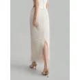 thumbnail image 5 of White Textured Feather Fringe Maxi Skirt For Evening Party Wedding Guest, 5 of 8