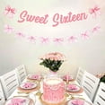 thumbnail image 3 of Pink Bow 16th Birthday Decorations, Sweet Sixteen Banner and Pink Bow Garland for Happy 16th Birthday, Sweet 16 Yeasr Old Party Supplies for Girls, 3 of 6