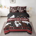 thumbnail image 2 of jejeloiu Rustic Cow Hide 7-Piece Twin Bedding Sets,Abstract Geometric Rhombus Bedding Comforter Set,Red Brown White Sheet Sets For Boys Kids,Ultra Soft Home Decor Reversible, 2 of 8