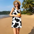 thumbnail image 3 of Easygdp Milk Cow para Vestido Transpirable de Mujer, Vestido Suelto de Manga Corta con Pliegues y Bolsillos para el Verano, 3 of 7