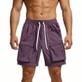 thumbnail image 2 of Plus Size Cargo Shorts for Men 2026 Summer Lightweight Quick Dry Shorts with Pockets Straight Leg Hiking Shorts Sportwear,Purples,L, 2 of 9
