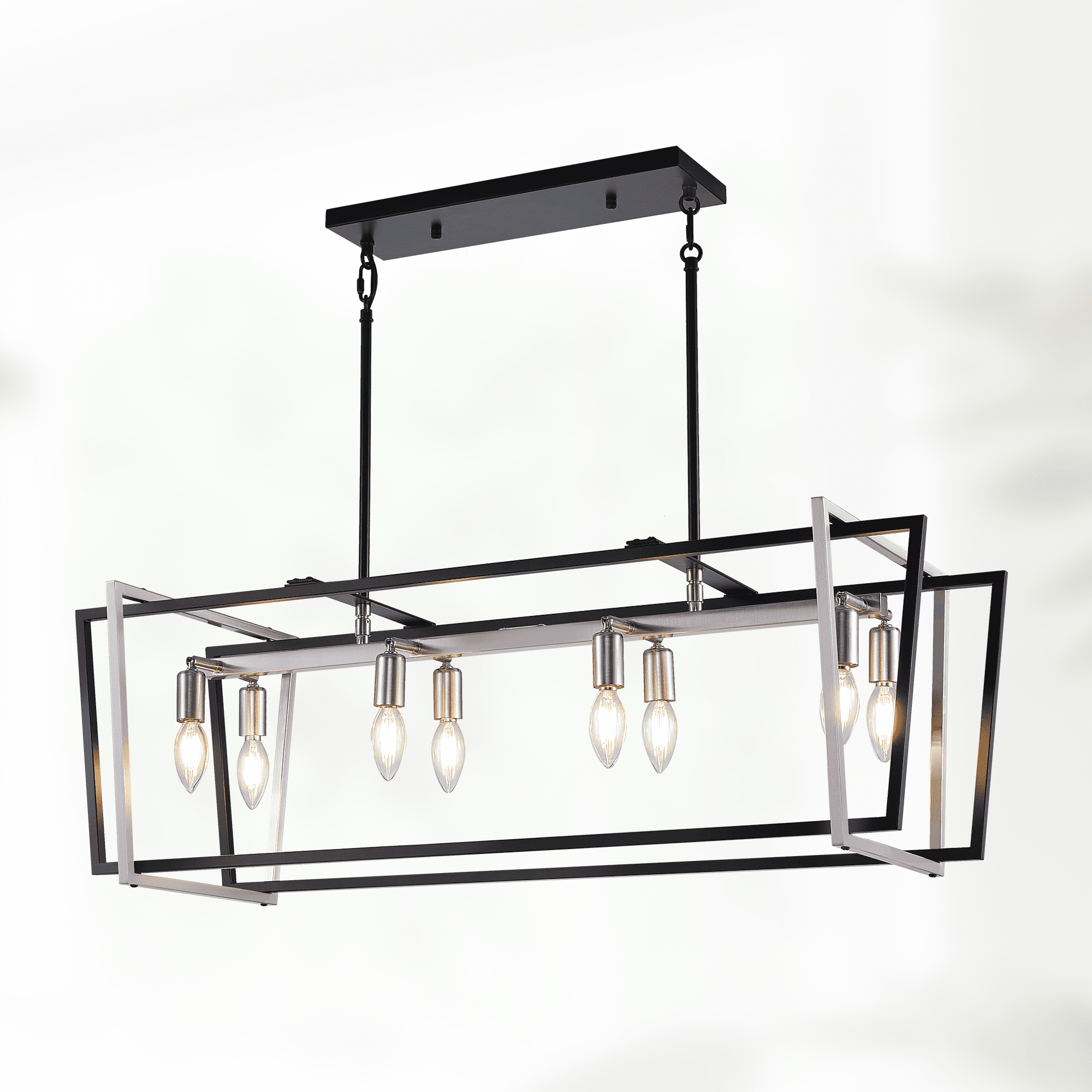 bokifol 8-Light Dining Room Light Fixture,36" Modern Rectangle Kitchen Island Lighting,Farmhouse Chandeliers for Dining Room