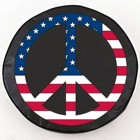 Tire Cover by Holland Bar Stool - USA Peace Sign, Black - 28'' x 8''