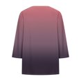 thumbnail image 4 of Womens 3/4 Sleeve Tops V Neck Button Down Shirt Gradient Color Casual Plus Size Tunic Tops, 4 of 4