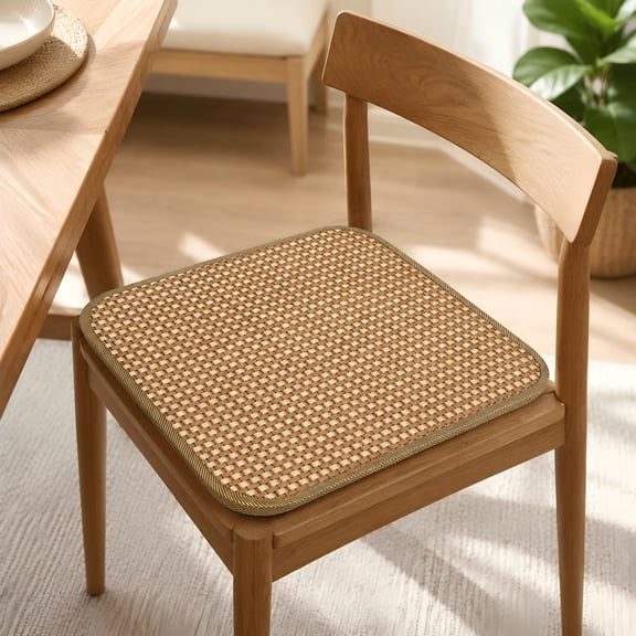 16" Bamboo Seat Cushion, Cool & Breathable Summer Chair Pad with Non-Slip Backing, Cooling Bamboo Mat for Office Chair, Car Seat, Gaming Chair & Sofa, Natural Wood Style, 1PK
