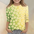 thumbnail image 5 of Grblisyd Girls 3/4 Sleeve T Shirts Kids Cute Floral Print Tops Casual Loose Crewneck Graphic Tees 2-13Y, 5 of 5
