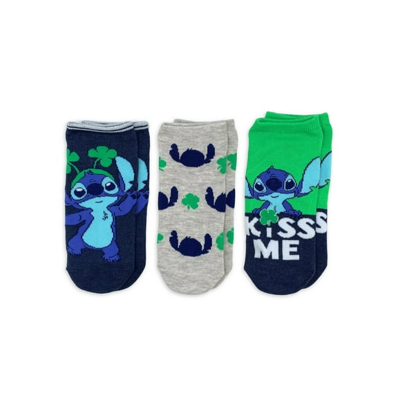 Lilo & Stitch Women's St. Patrick's Day No Show Socks, 3-Pack, Shoe Size 4-10
