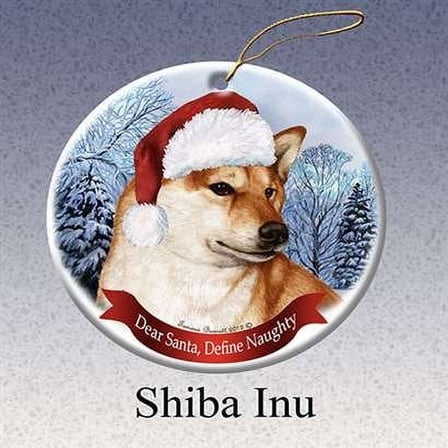Holiday Pet Gifts Shiba Inu Santa Hat Dog Porcelain Christmas Tree Ornament