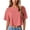 Brick Red, variant on Womens Crop Tops Crewneck Short Sleeve Solid Color Loose Fit Casual Lightweight Basic Summer Tee Tops