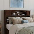 thumbnail image 2 of Pemberly Row Full Wood Bookcase Headboard with Device Charger in Walnut, 2 of 7