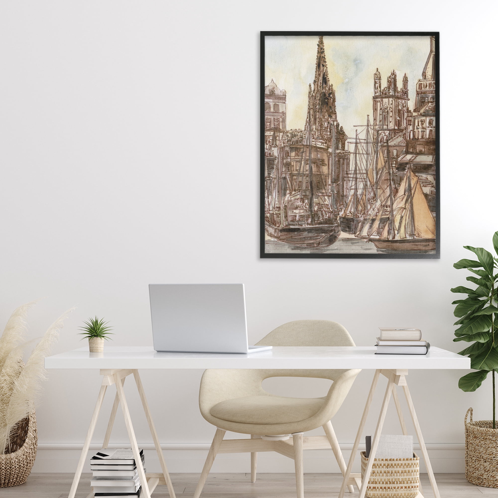 Stupell Industries Salted Remnants Harbor Black Framed Giclee Art, design by Melissa Wang