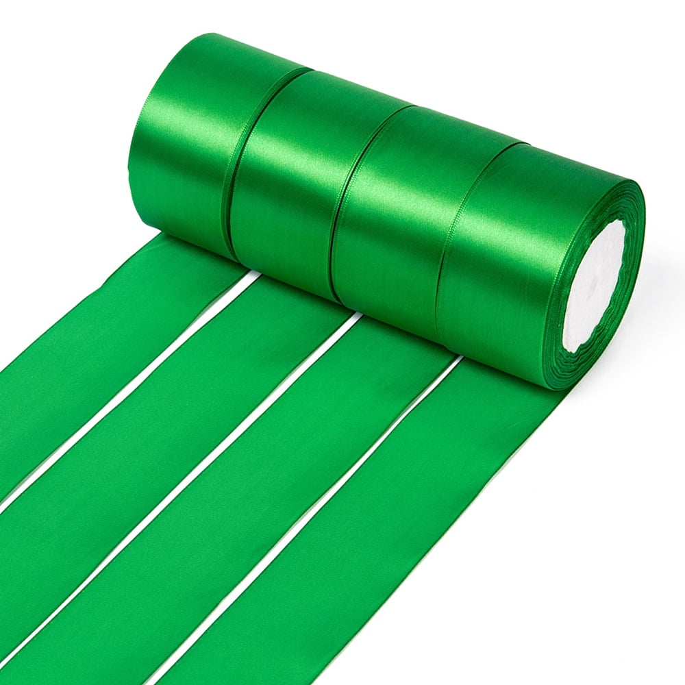1 Group Single Face Satin Ribbon Polyester Ribbon Green 2 inch(50mm) about 25yards/roll(22.86m/roll) 100yards/group(91.44m/group)