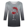 thumbnail image 5 of Camisetas de Manga Larga de las Mujeres Imprimir Navidad Cuello Redondo 3/4 Manga Suéter, Top Casual para las Vacaciones, 5 of 5
