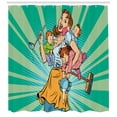 thumbnail image 3 of Call Mom Shower Curtain, Cartoon Style Mother with House Chores and Kids Pop Art Design Starburst Lines, Fabric Bathroom Set with Hooks, 69W X 84L Inches Extra Long, Multicolor, by Ambesonne, 3 of 3
