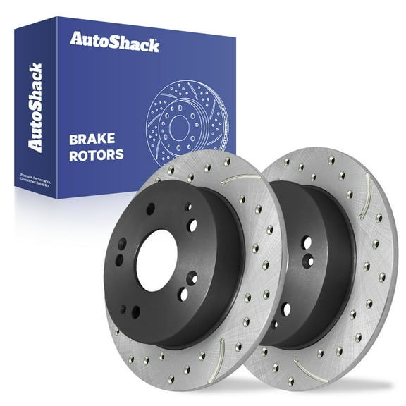 AutoShack Rear Solid Drilled & Slotted E-Coated Brake Rotors 2-PC Set Replacement for 2002-2006 Acura RSX 1998-2002 Honda Accord 1997-2001 Acura Integra ShadowGuard 10.23" (259.8 mm)
