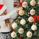 thumbnail image 5 of Adornos navideños de diamantes brillantes de 8 cm | Juego de 12 bolas decorativas envueltas en terciopelo | Adornos colgantes para árbol navideño en rojo, verde y beige, 5 of 5
