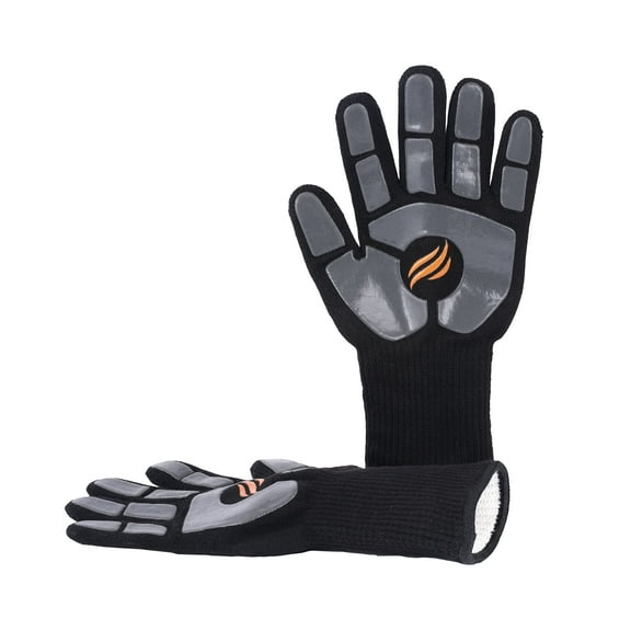 Blackstone 5558 Griddle Gloves with Silicone Palm Pads - Heat Resistant up to 500 Degrees, Easy Grip for Indoor and Outdoor Cooking, Grilling, Baking, Fire Pit, Fryer, Oven, One Size, Black/Grey