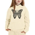 thumbnail image 3 of SonxaHe Toddler Girls Hooded Sweatshirt Butterfly Prints Long Sleeves Loose Fashion Casual Hoodies Beige,Sized 2-3, 3 of 3