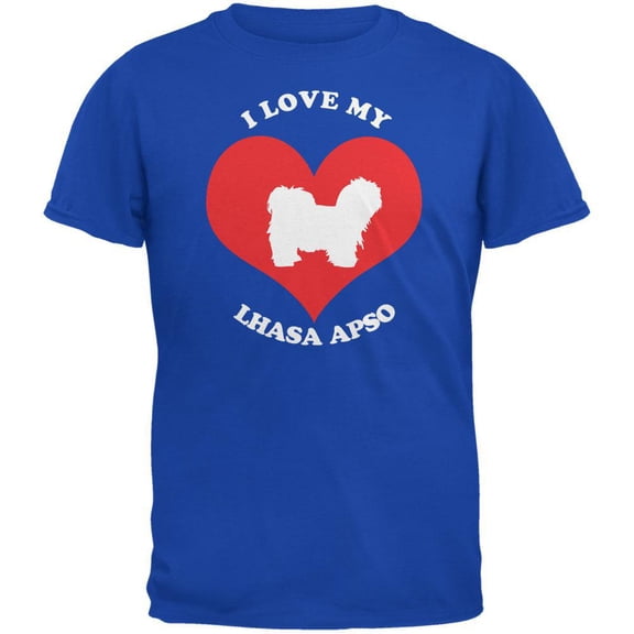 Valentines I Love My Lhasa Apso Royal Adult T-Shirt - Large