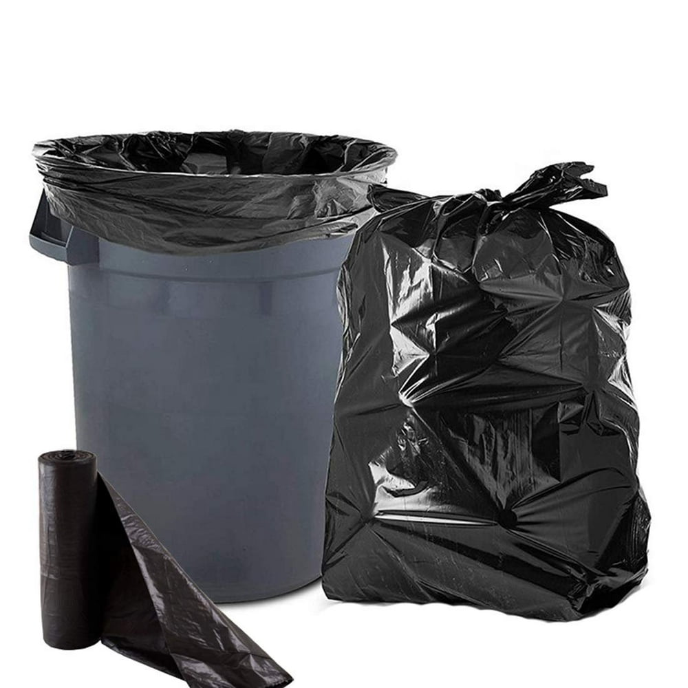 Pack of 100 Black Polyethylene Trash Bags 38 x 58. LDPE 60 Gallon