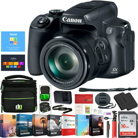 Canon PowerShot SX70 HS 20.3MP 65x Optical Zoom 4K Video Digital Camera 3071C001 Deco Gear Case and Photo Editing Pro