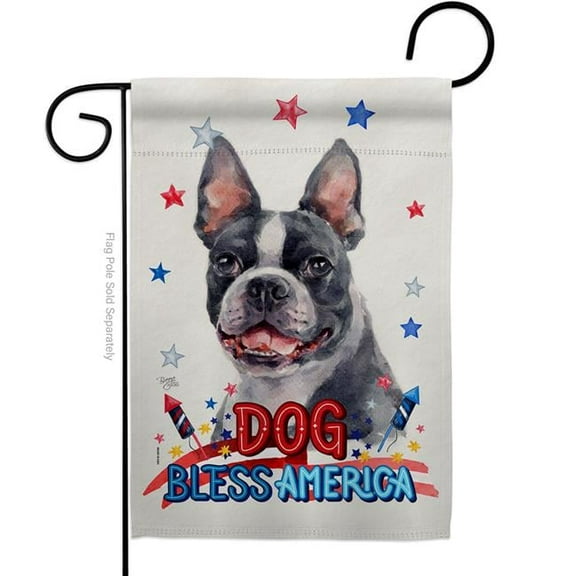 Breeze Decor G120123-BO Patriotic Boston Terrier Animals Dog 13 x 18.5 in. Double-Sided Decorative Vertical Garden Flags for House Decoration Banner Yard Gift