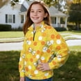 thumbnail image 3 of Uourmeti Geometry Bee Kids Wolf Sweatshirt Quarter Zip Up Pullover Animal Print Top Howling Wolf Design Trendy Fall Clothes for Boys Girls Size 13-14, 3 of 7