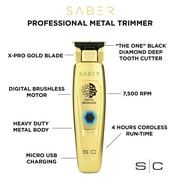 StyleCraft Saber Professional Cordless Hair Trimmer with Full Metal Body and Digital Brushless Motor, Gold