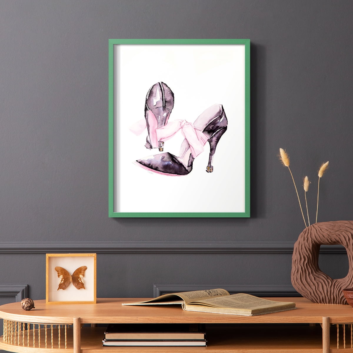 Bow Stilettoes in Paper Solid Wood 11 x 14 Framed Print