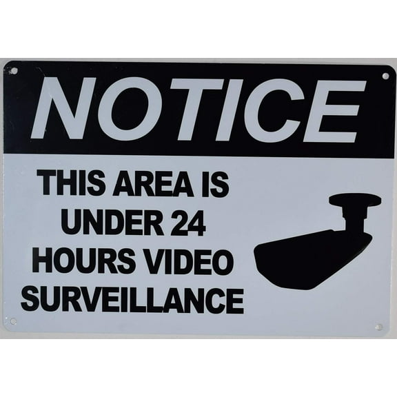 This Area is Under 24 Hours Surveillance Sign (Black/White, Aluminium-Rust Free, Size 7X10)(ref-2022-4)