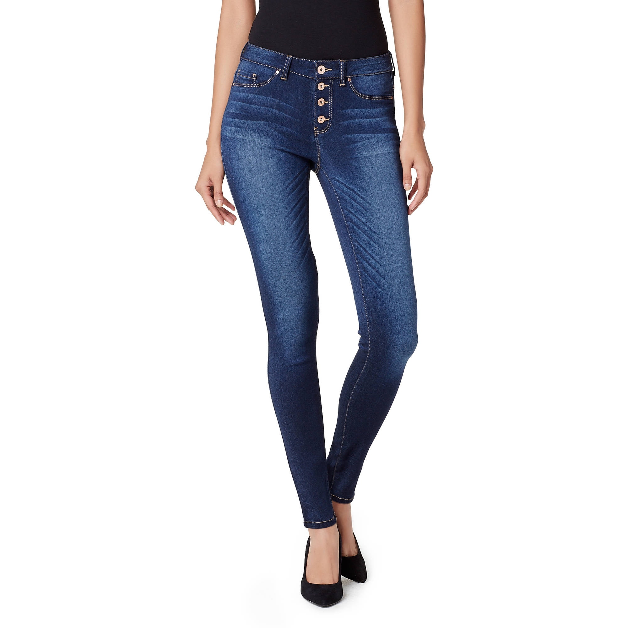 3 button high waisted skinny jeans