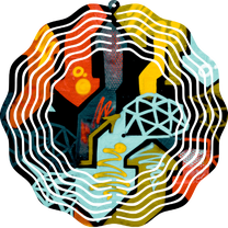 Urban Graffiti Wind Spinner 10" Hanging Metal Décor