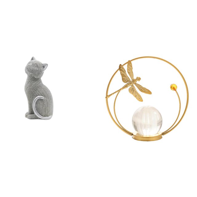 Figura Decorativa De Gato De Resina Con Forma De Bola De Cristal Para Escritorio, Estantería, Entrada, Pasillo, Sala De Estar, Dormitorio Y Oficina.