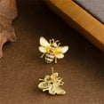 thumbnail image 4 of Dainty Honeybee Stud Earrings Sterling Silver Post Studs Cubic Zriconia Rhinestone Bee Insects Animal Cartilage Earrings for Women, 4 of 6