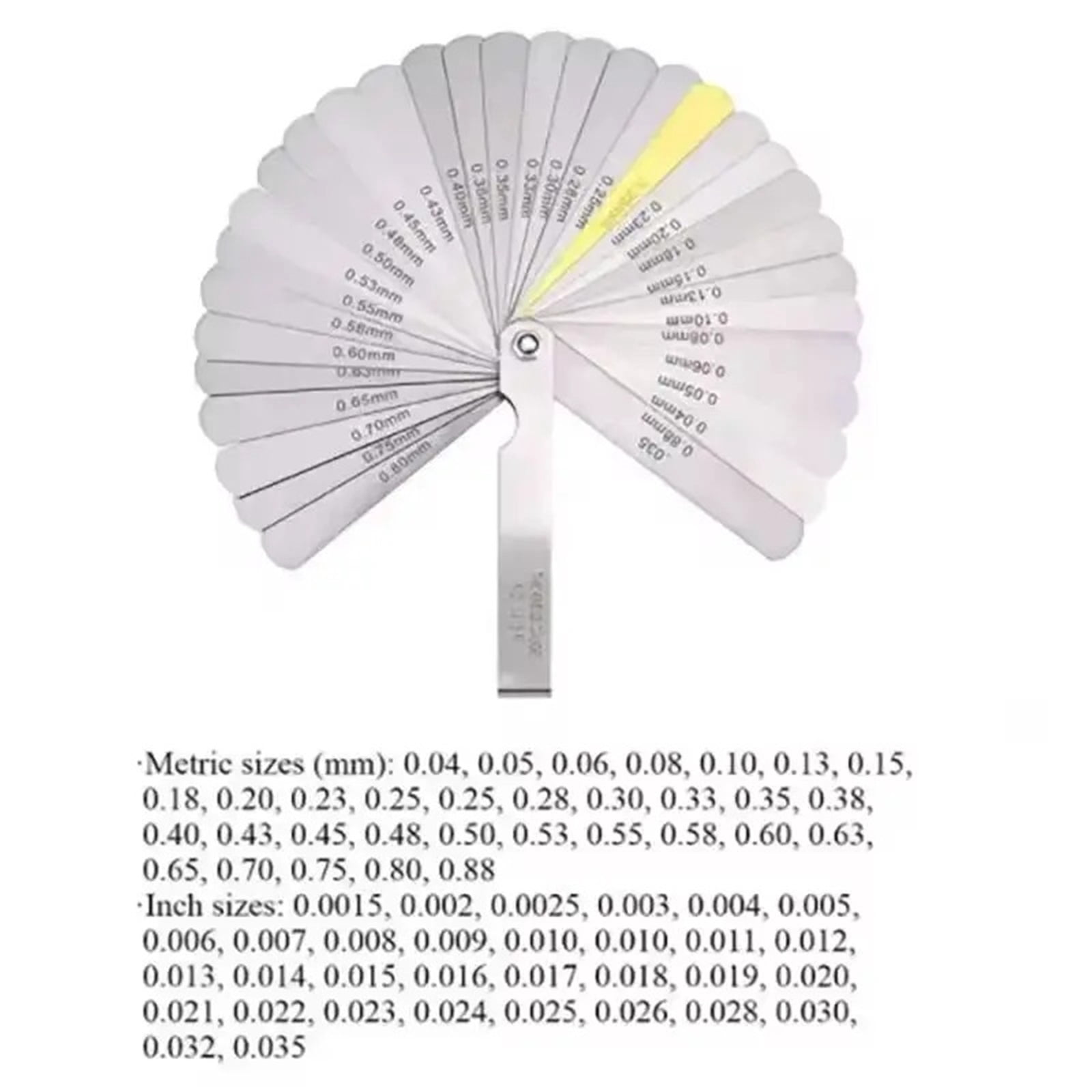 32 Pcs Copper Clip Feeler Gauge Portable Various Specifications Arc Stainless Steel Gauge Gap Gauge Rangefinder ,Easy Identification