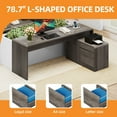 thumbnail image 3 of Homiflex Large L Shaped Desk with Drawers 78.7 Inch Executive Desk with File Cabinet Power Outlets Modern Office Desk L Shape with Storage Heavy Duty Computer Desk Grey, 3 of 7