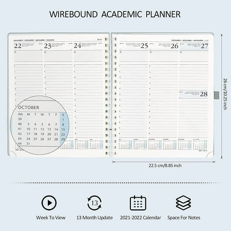 Academic Planner 2021-2022 With Hourly Schedule & Vertical Weekly Layout - Agenda August 2021 - August 2022 With Note & Contact Pages, Vegan Leather Soft Cover, 8.5" X 10.5", Brown | Walmart Canada