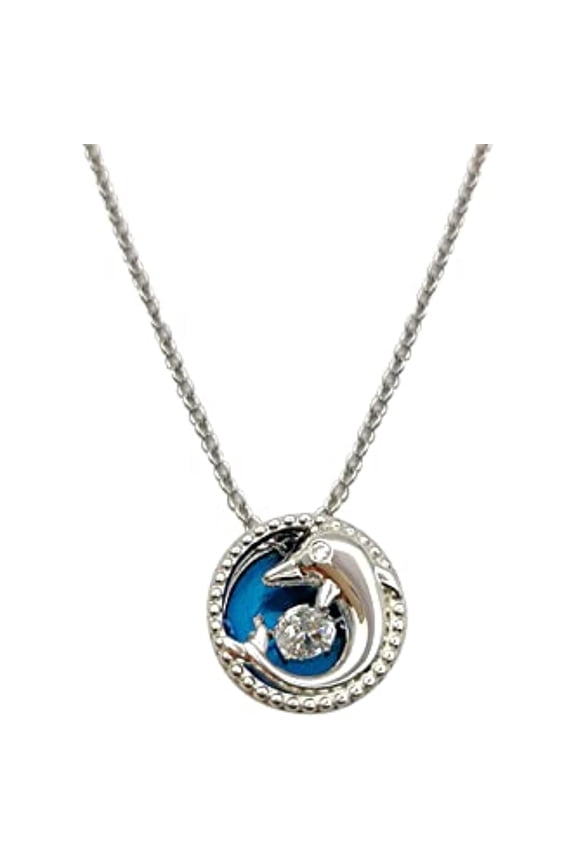 Twinkles by Sevan 18k white gold plated "HAPPY WHALE" necklace pendant with dancing stone with 18 inch chain included (Swarovski crystals)