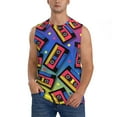 thumbnail image 2 of Lsque Vintage Audio Cassettes Print Men's Cotton Blend Sleeveless Muscle Shirts (S-3XL)- Moisture Wicking, Odor Protection, UPF 30+,Large, 2 of 8