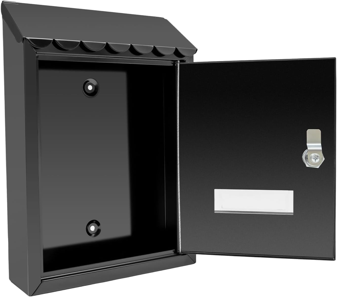 Black Wall-Mounted Mail Box with Lock & 2 Keys, Security Mailbox, Steel Cover Metal Postbox for Home, Apartment, Office