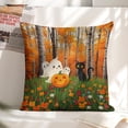 thumbnail image 3 of Ghost Cat Pumpkin Flower Linen toss pillowcase Decoration pillowcase Gift preferred 18x18" Cushion cover 4 set Sofa pillowcase Sofa bedroom living room car, 3 of 4