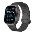thumbnail image 4 of Magnetic Silicone Band for Apple Watch 42(Series 1/2/3)/44/45/46/49mm for Men Women, Lightweight Sport Strap for iWatch Ultra SE Series 10 9 8 7 6 5 4 3 2 1, with Security Loop, Black, 4 of 9